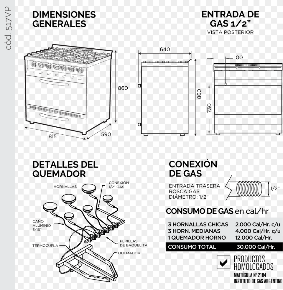 Cocina Sol Real Mini 517vp Color Verde De 6 Hornallas Horno Pizzero 6 Moldes Medidas, Device, Appliance, Electrical Device, Microwave Png