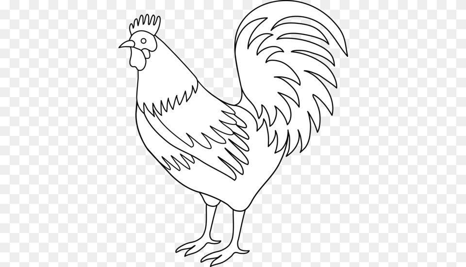 Cockeral For France Rooster Black And White Clipart, Animal, Bird, Fowl, Poultry Png Image