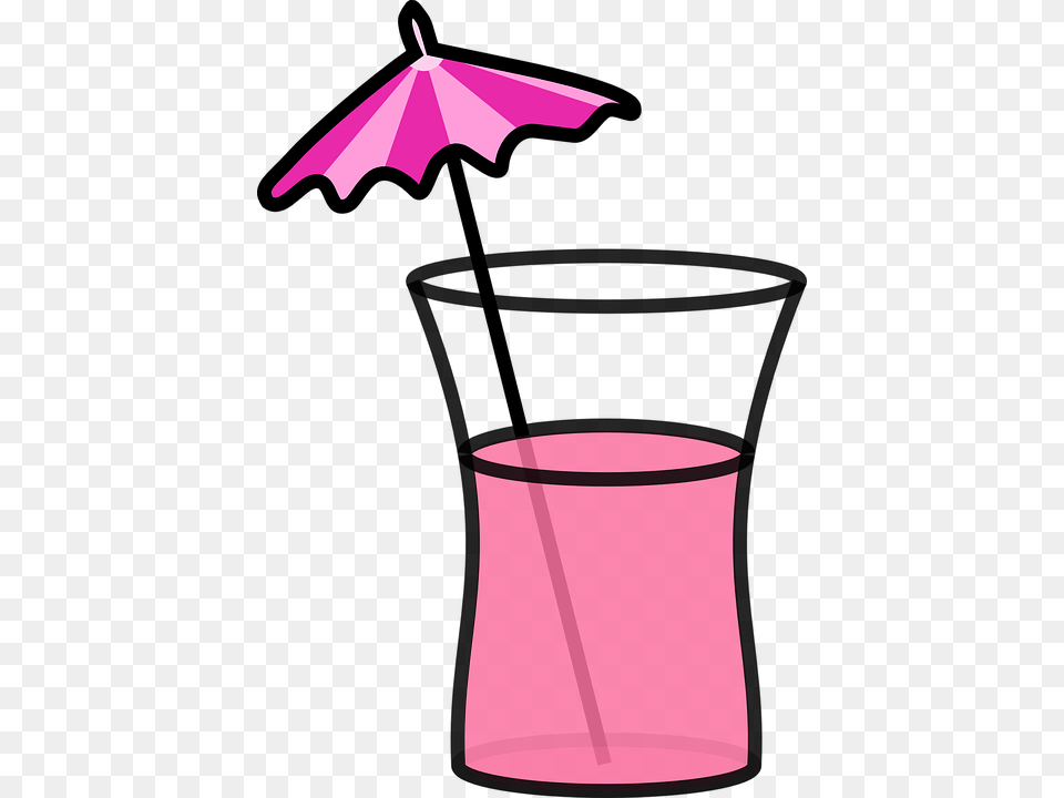Cocktail Beverage Drink Pink Summer Umbrella Umbrella Drink Clipart, Canopy Free Png Download