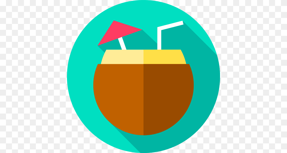 Cocktail Coconut Icon, Beverage, Juice, Alcohol, Disk Free Png Download