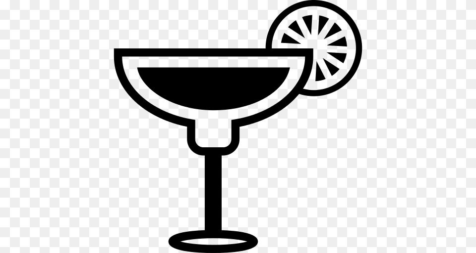 Cocktail Glass With Lemon Slice On The Border Icon, Gray Free Png Download