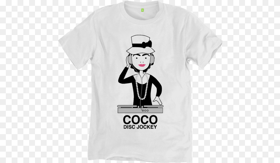 Coco Chanel Discjockey T Shirt White Tshirt Back View, Clothing, T-shirt, Baby, Person Png Image