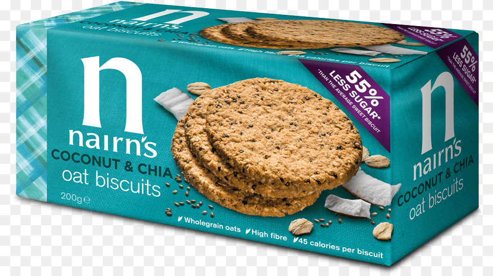 Coconut Amp Chia Oat Biscuits Nairns Coconut And Chia, Food, Sweets, Bread, Cracker Png Image