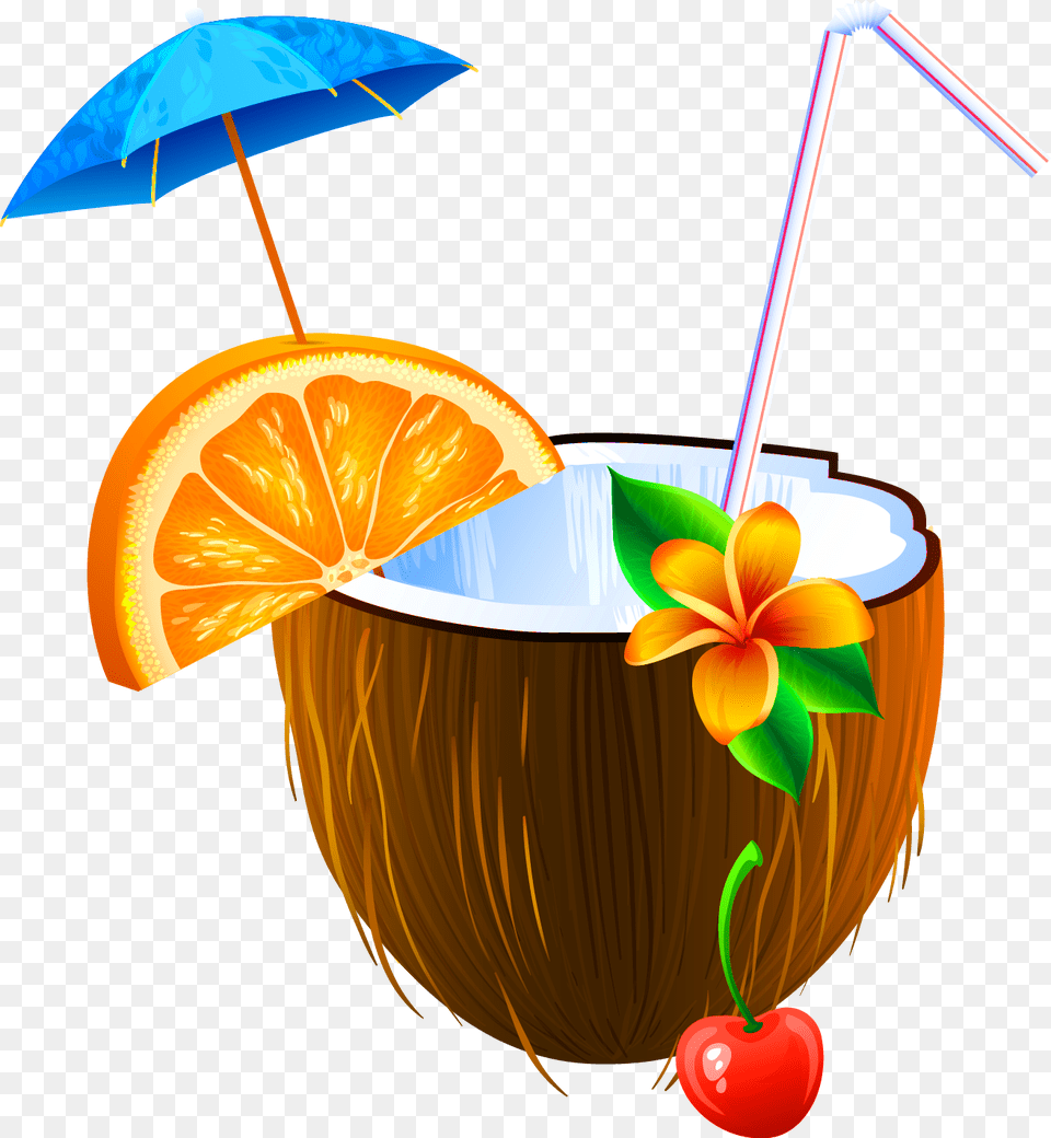 Coconut Clipart Beach Drink Coconut Drink No Background, Food, Fruit, Plant, Produce Free Png
