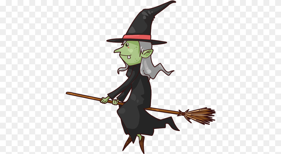 Coconut Clipart Broom Animated Witch On Broomstick, Person, Face, Head Png Image