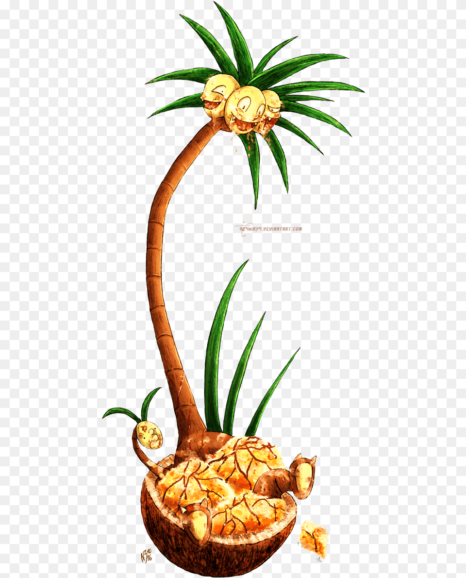 Coconut Clipart Coconut Bunch Alolan Exeggutor Fan Art, Food, Fruit, Plant, Produce Png Image