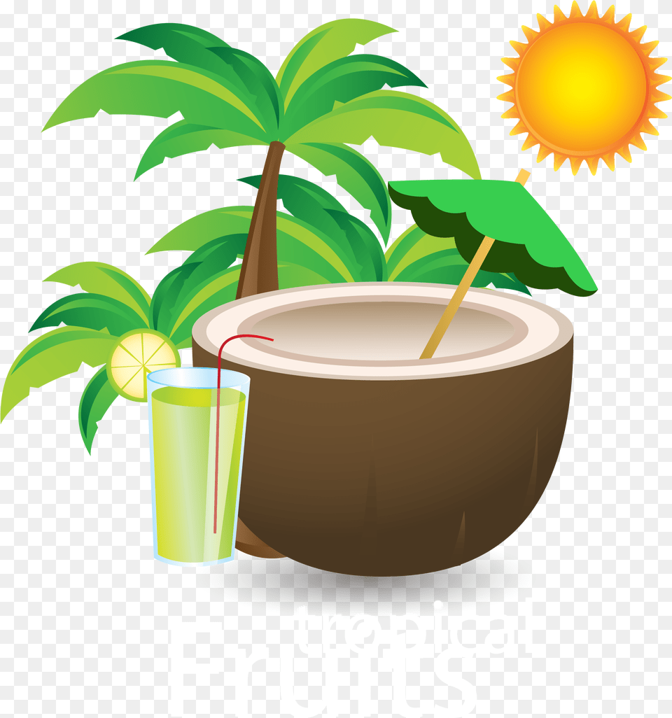 Coconut Clipart Cup Transparent Coconut Juice And Trees, Summer, Plant, Herbs, Herbal Png Image