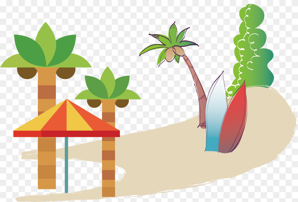 Coconut Clipart Sun Beach Beach Illustration, Summer, Outdoors, Leaf, Nature Free Png