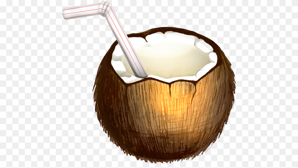 Coconut Cocktail Vector Clipart Coconut With Straw, Food, Fruit, Plant, Produce Png