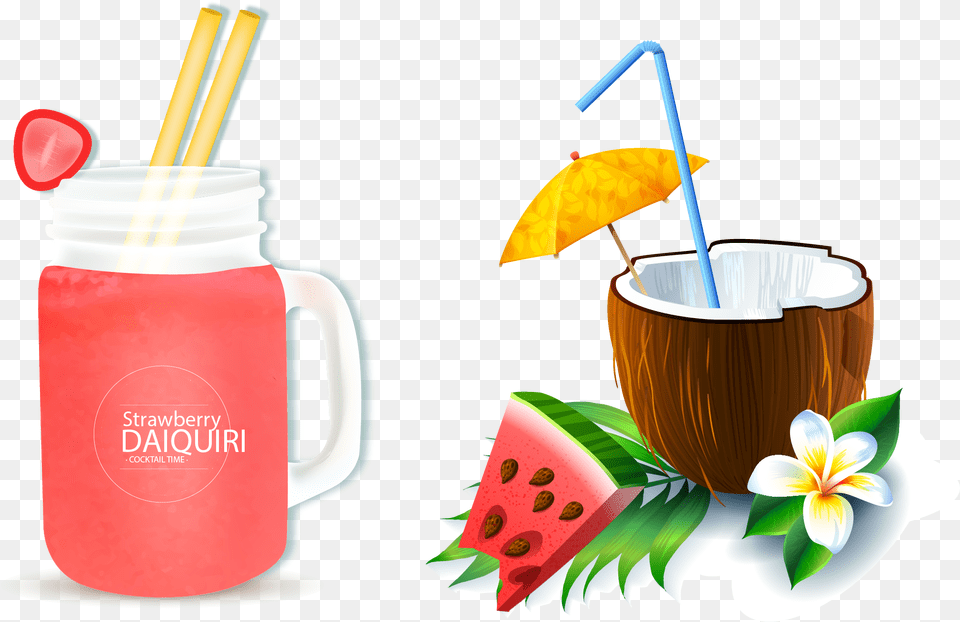 Coconut Drink Painted, Food, Fruit, Plant, Produce Free Png Download