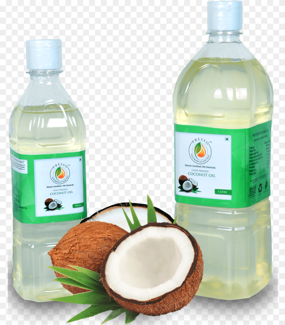 Coconut Oil Bottle, Food, Fruit, Plant, Produce Png Image