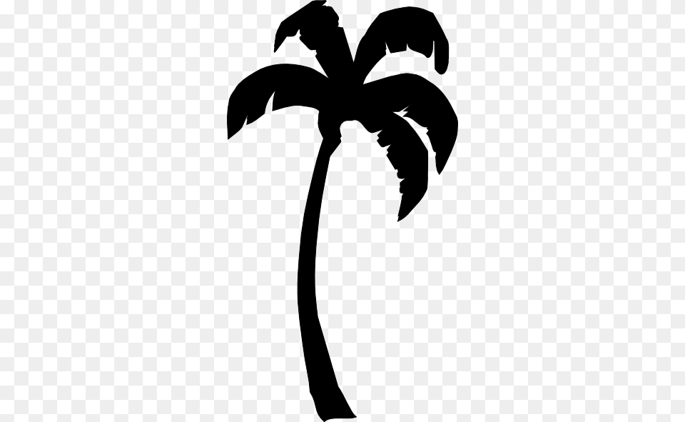 Coconut Palm Tree Clip Art Black And White, Palm Tree, Plant, Leaf, Person Free Transparent Png