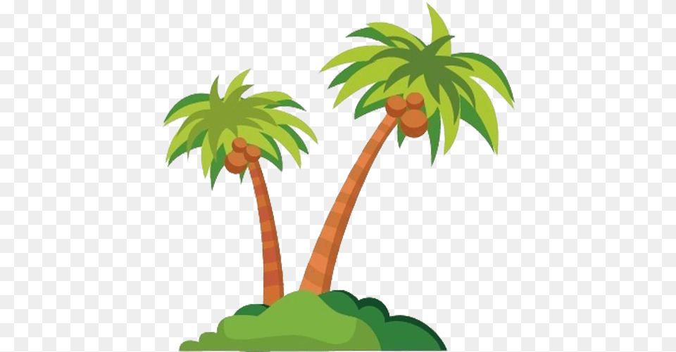 Coconut Tree Cartoon A Long Island With Coconut Trees Coconut Tree Cartoon, Palm Tree, Plant, Vegetation Free Transparent Png