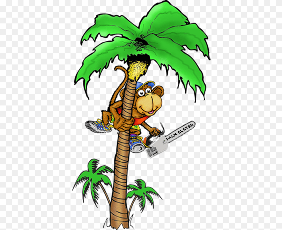 Coconut Tree With Monkey Cartoon, Plant, Palm Tree, Person Free Png Download