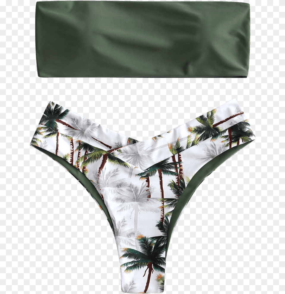 Coconut Trees Bandeau Bikini Setclass Lazy Spodnji Del Kopalk Brazilke, Clothing, Lingerie, Panties, Underwear Free Png Download