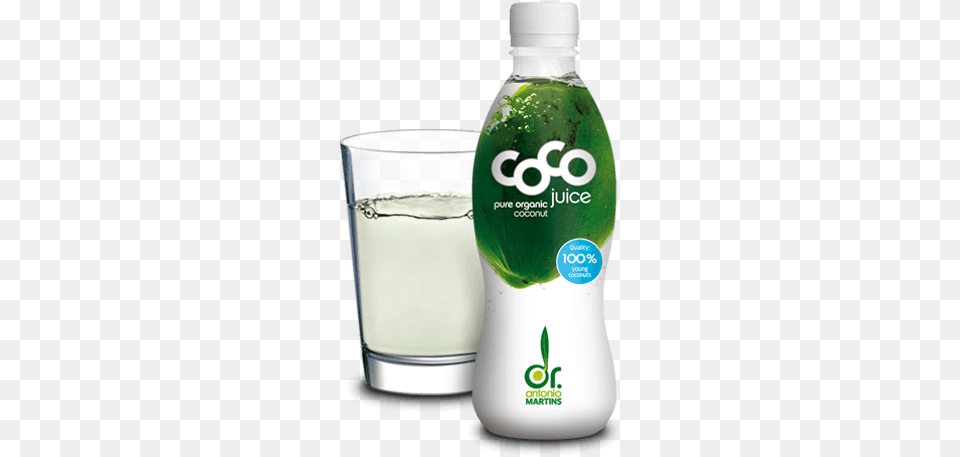 Coconut Water With Glass Pure Kokoswasser Pur Glas Dr Martins Coco Juice Organic Coco Juice, Bottle, Beverage, Milk Free Png