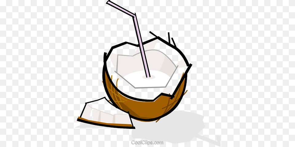 Coconut With A Straw Royalty Vector Clip Art Illustration, Food, Fruit, Plant, Produce Free Transparent Png