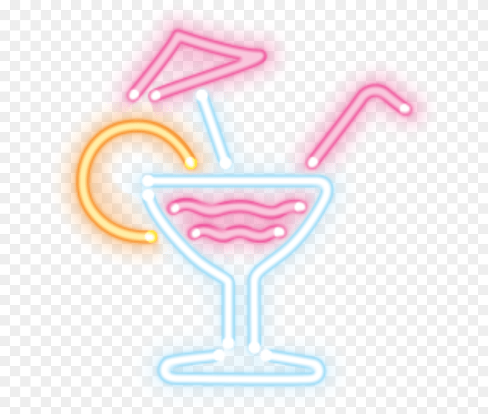 Coctail Neon Drinks Sign, Light, Smoke Pipe Free Png Download