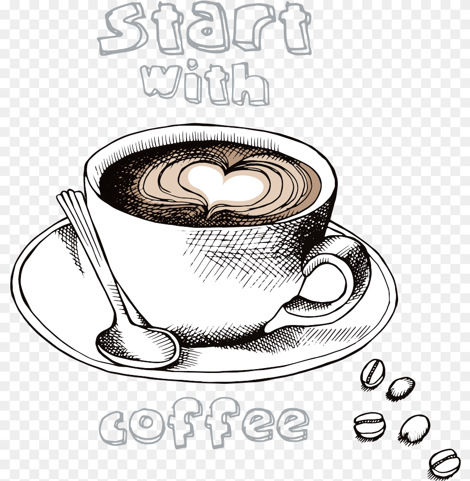 Cofee Irish Coffee Espresso Latte Cafe Love And Coffee Drawing, Cup, Cutlery, Spoon, Beverage Free Transparent Png