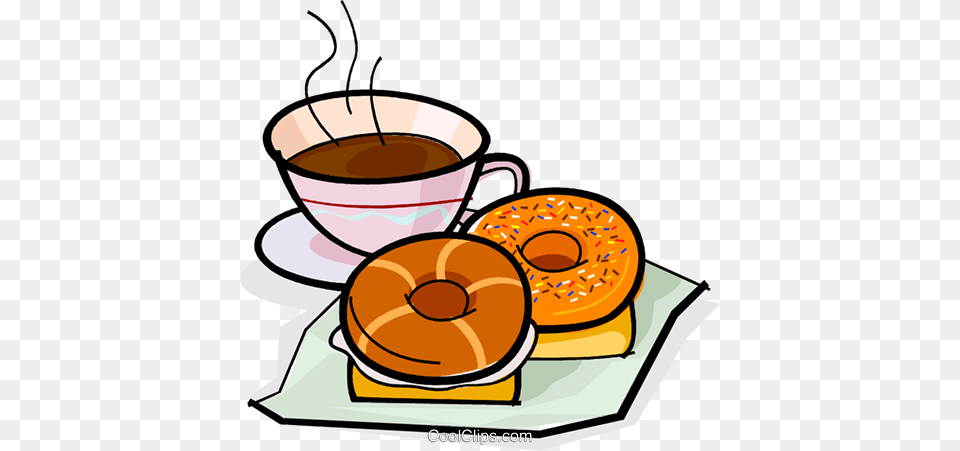 Coffee And A Doughnut Royalty Vector Clip Art Illustration, Bread, Food, Sweets, Beverage Free Png Download