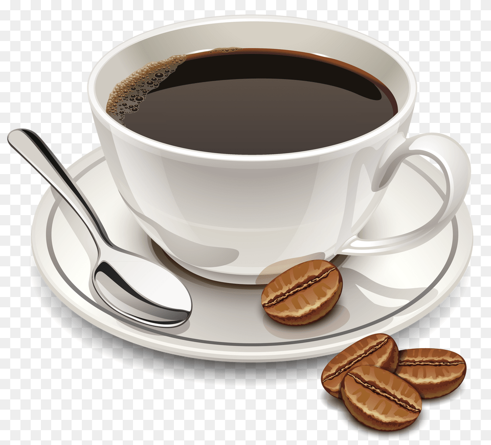Coffee And Beans, Cup, Cutlery, Saucer, Spoon Free Png Download