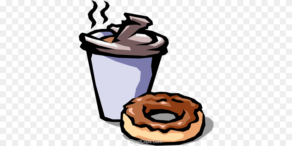 Coffee And Chocolate Donut Royalty Vector Clip Coffee And Donuts, Food, Sweets, Device, Plant Png Image