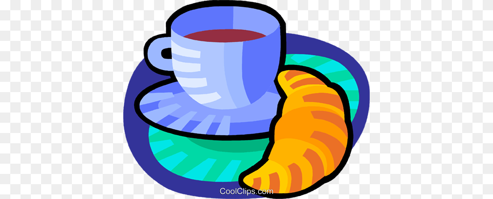 Coffee And Croissant Royalty Vector Clip Art Illustration, Food, Cup Free Png