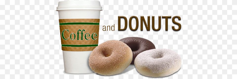 Coffee And Donuts Coffee And Donut Social, Bread, Food, Bagel, Sweets Png