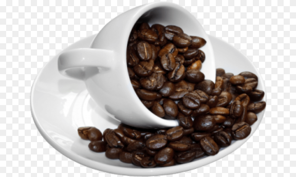 Coffee Beans Cup Coffee Beans With Cup, Beverage, Plate Free Png Download