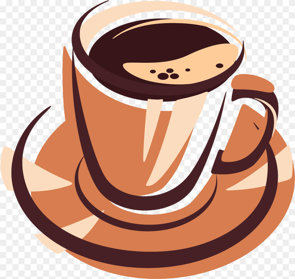 Coffee Clipart Cappuccino Coffee Cartoon No Background, Cup, Saucer, Food, Dessert Free Png Download
