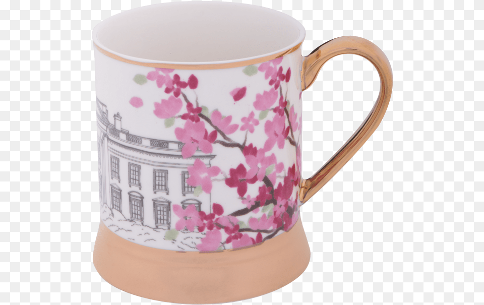 Coffee Cup, Flower, Plant, Cherry Blossom Png Image