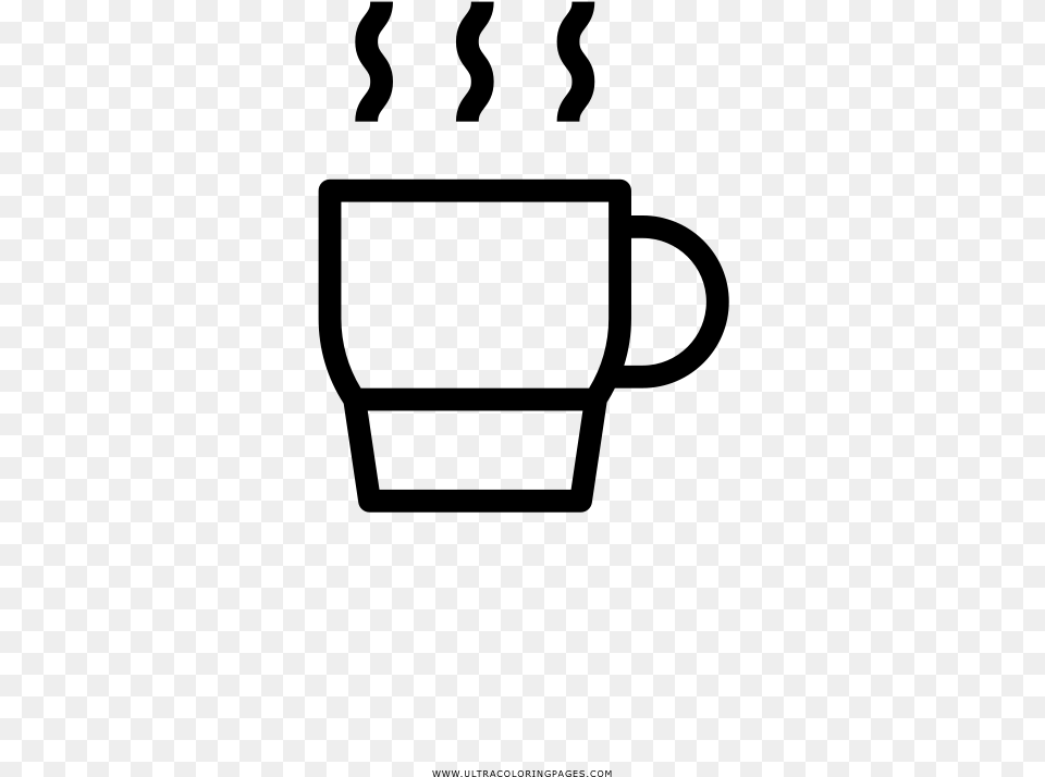 Coffee Cup Coloring Page, Gray Free Transparent Png