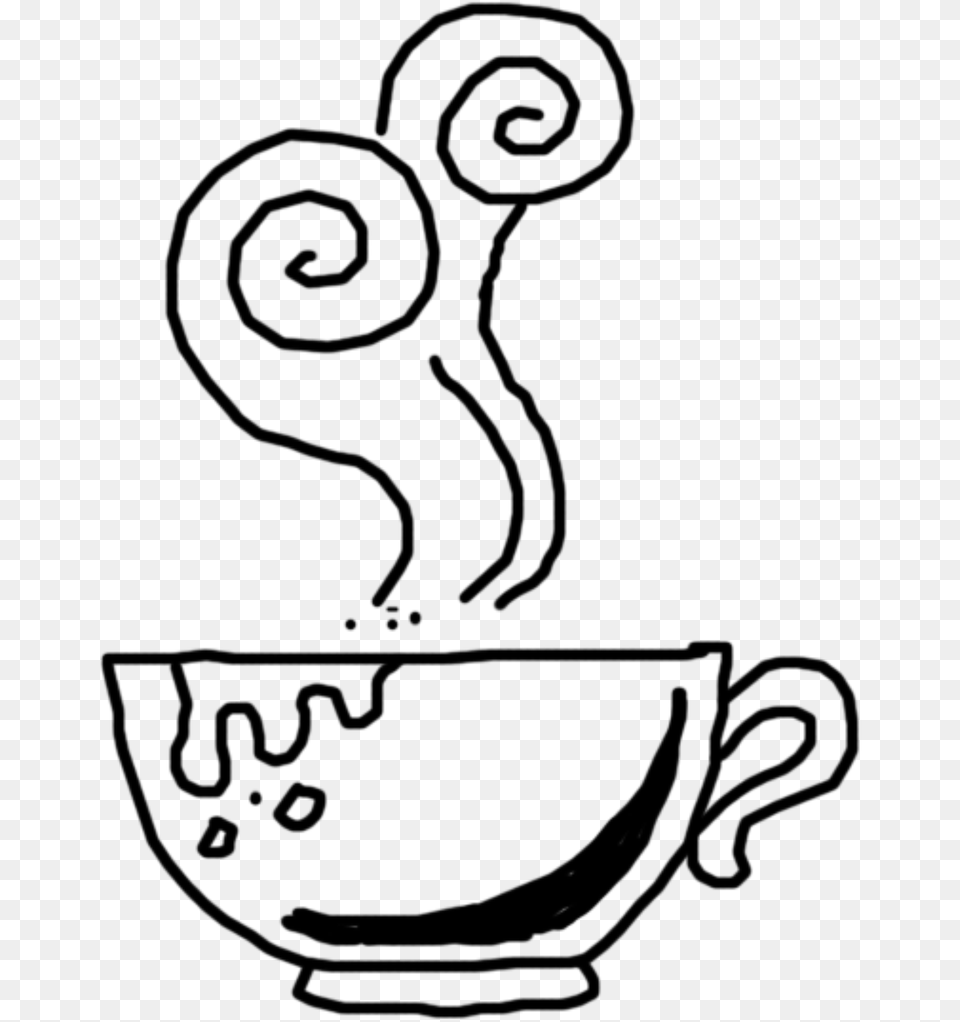 Coffee Cup Doodle Art, Gray Png
