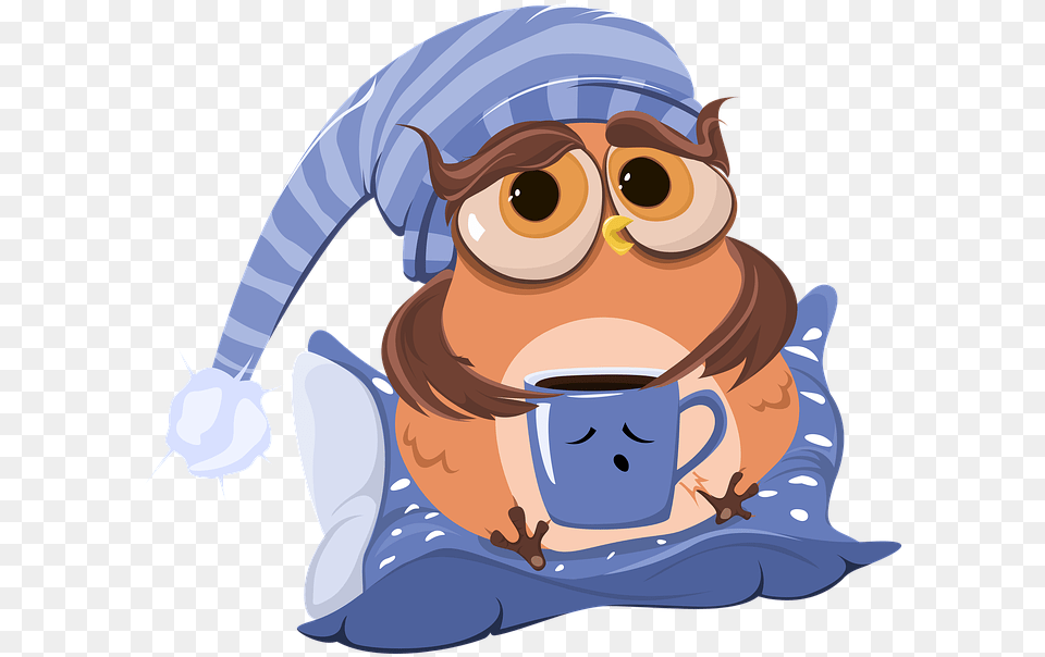 Coffee Cup Owl Coffee Cup Morning Cartoon Morning Coffee Cartoon, Baby, Person Free Transparent Png