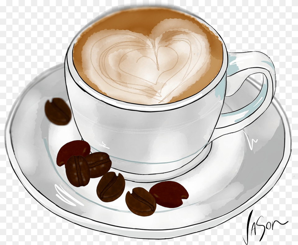 Coffee Cup Saucer And Beans Cappuccino, Beverage, Coffee Cup, Latte Png