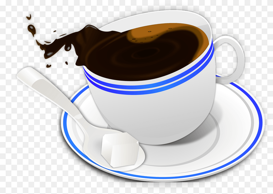 Coffee Cup Spilling Coffee Onto The Saucer Clipart, Cutlery, Spoon, Beverage, Coffee Cup Free Png Download