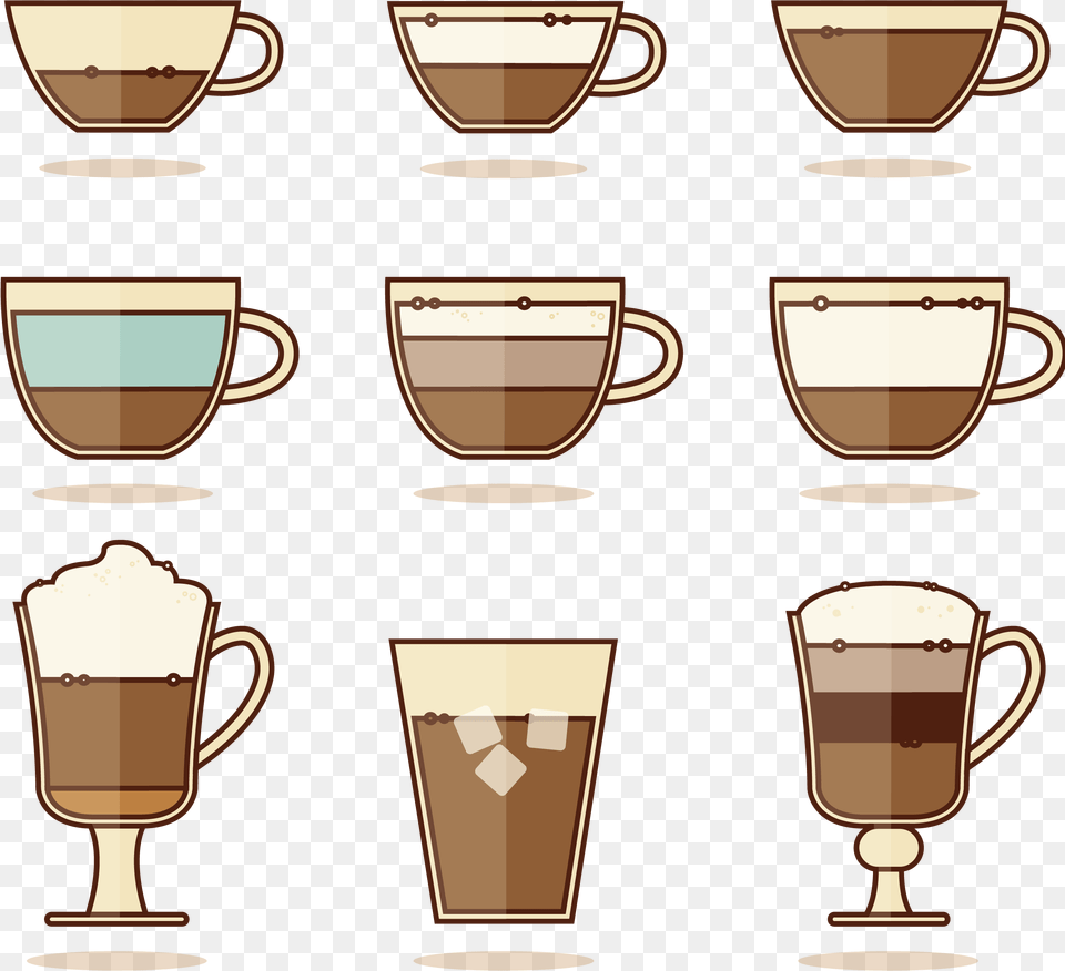 Coffee Cup Vector Types Of Coffee Illustration, Beverage, Coffee Cup, Espresso Png