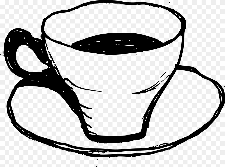 Coffee Drawing Cup Clipart Tea Cup Drawing, Gray Png Image
