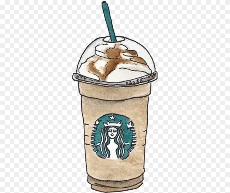 Coffee Drink Starbucks Cafe Drawing Hand Painted Clipart Drawings Of A Starbucks Cup, Cream, Dessert, Food, Ice Cream Png Image