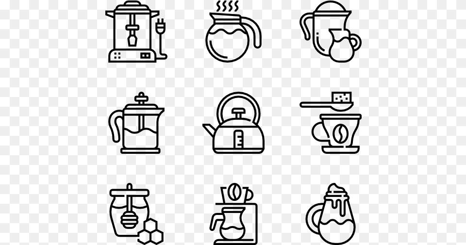 Coffee Hand Drawn Social Media Icons, Gray Free Png