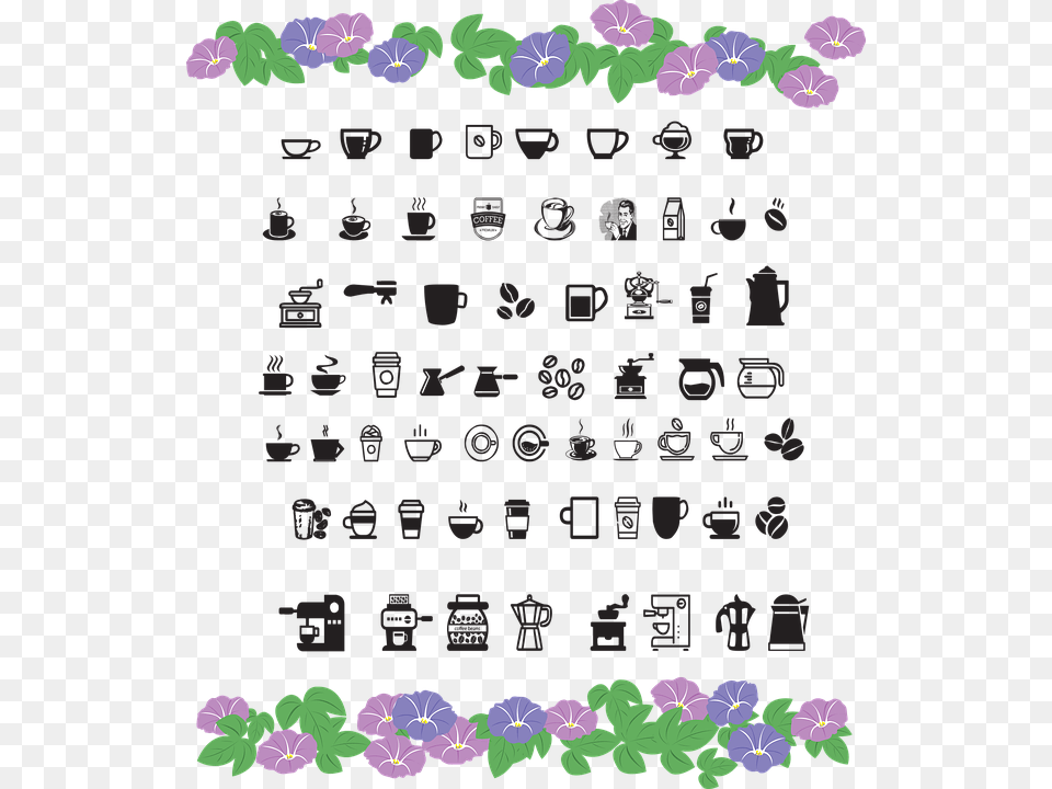 Coffee Icons Coffee Cup Drink Cafe Symbol Mug, Text, Purple, Blackboard Png Image