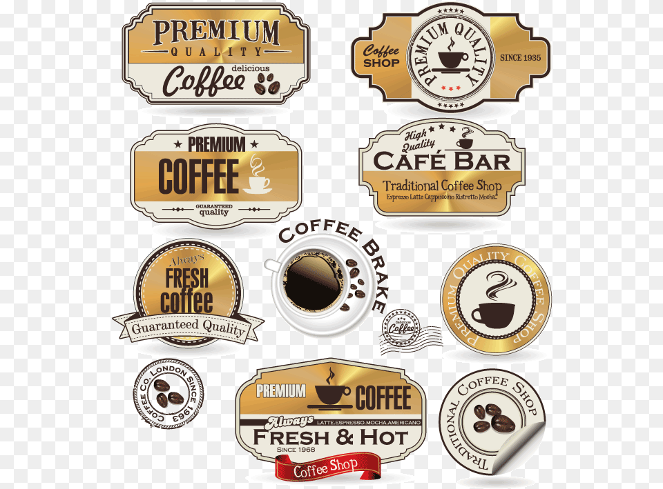 Coffee Labels Vintage Coffee Vector Bar, Logo, Symbol, Badge, Lager Free Transparent Png