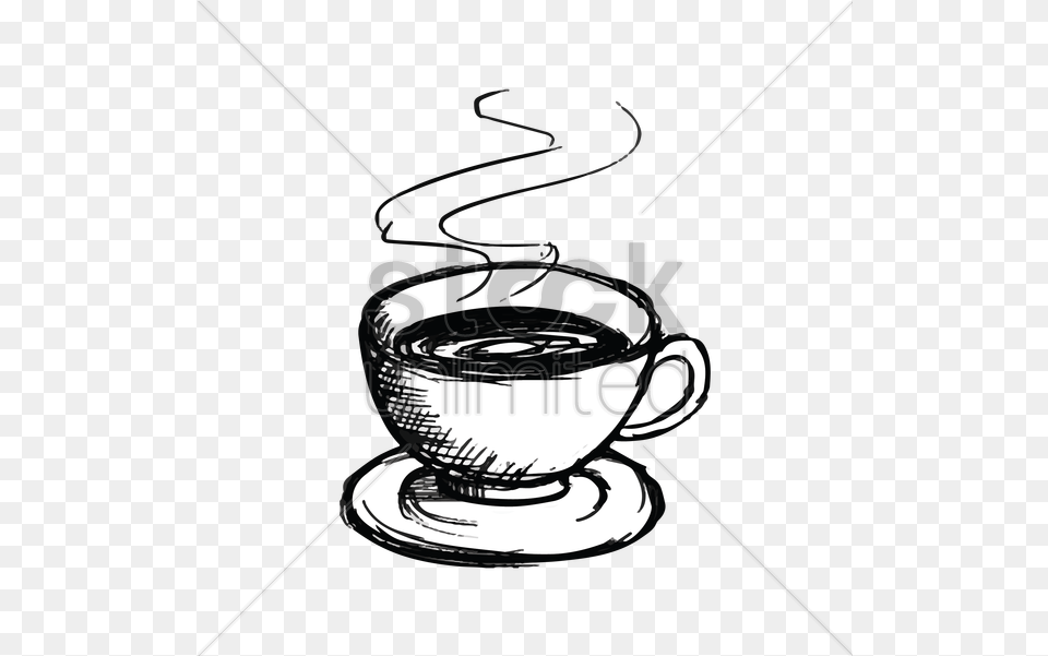 Coffee Line Drawing Download Cup Of Tea Drawing Easy, Beverage, Coffee Cup, Appliance, Ceiling Fan Free Png