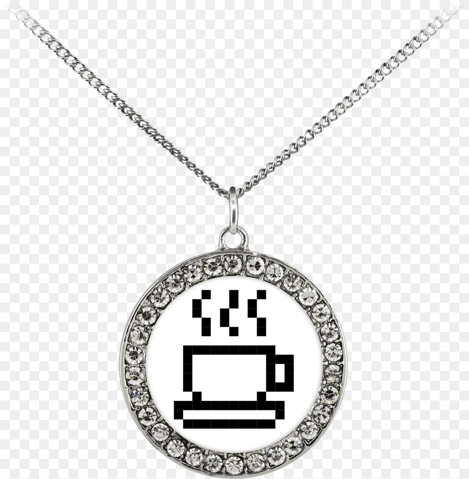 Coffee Lovers Pixel Art Stone Coin Necklace, Accessories, Jewelry, Pendant Free Transparent Png