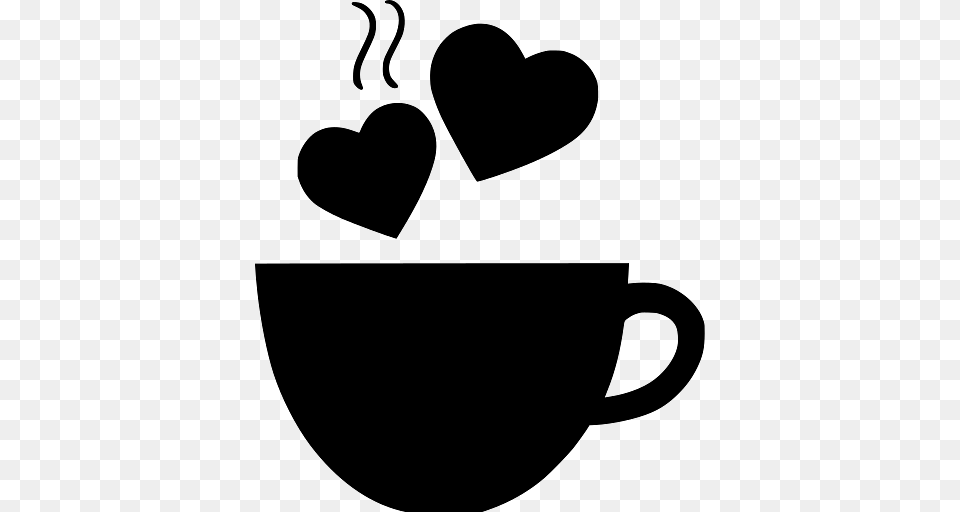 Coffee Made With Love, Cup, Heart, Stencil, Beverage Free Png