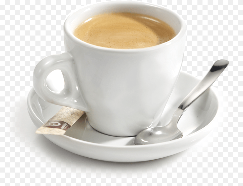 Coffee Milk Espresso Tea Coffee With Milk Mug, Cup, Cutlery, Saucer, Spoon Free Transparent Png