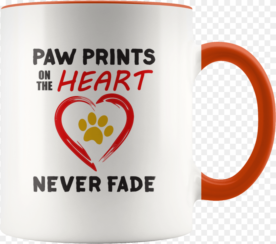 Coffee Mug Paw Prints On The Heart Never Fade Beer Stein, Cup, Beverage, Coffee Cup Png Image
