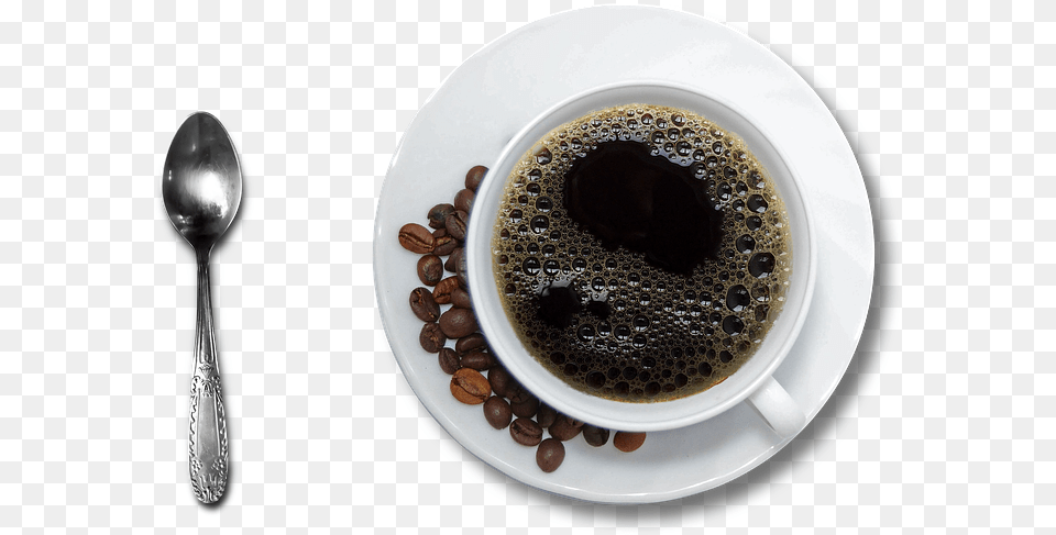 Coffee Mug Top Transparent Coffee Cup Top, Cutlery, Spoon, Saucer, Beverage Png Image