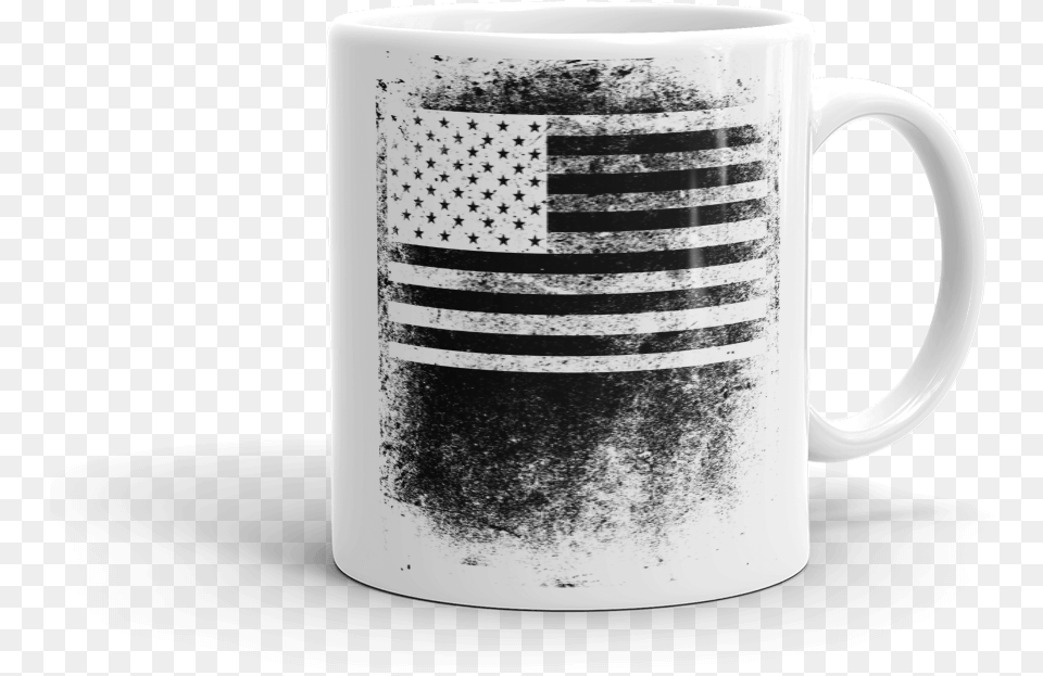 Coffee Mug With Black And White American Flag Image United States Of America, Cup, Beverage, Coffee Cup, Pottery Free Transparent Png