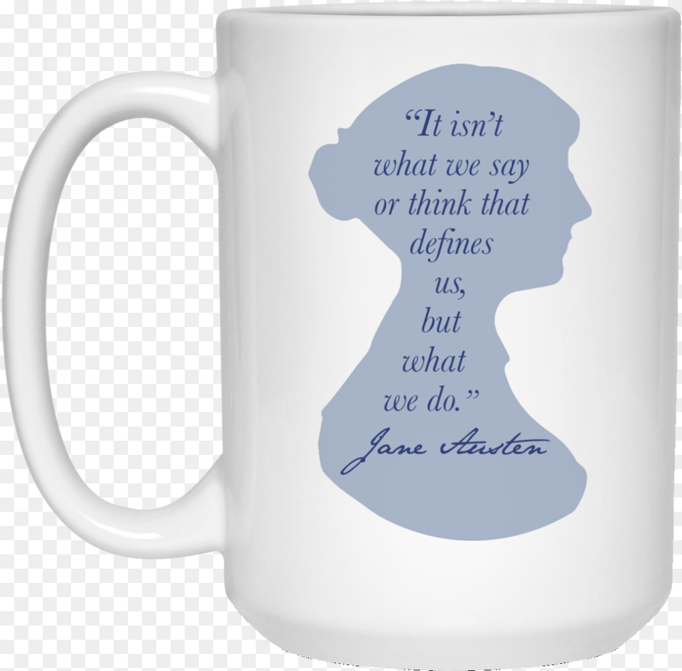 Coffee Mug With Jane Austen Silhouette And Quote Mug, Cup, Beverage, Coffee Cup Free Transparent Png